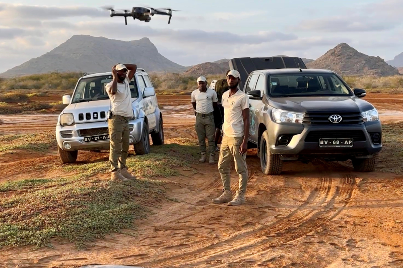 Training des Dog-and-Drone-Teams auf Boa Vista zum Schutz von Meeresschildkröten.
