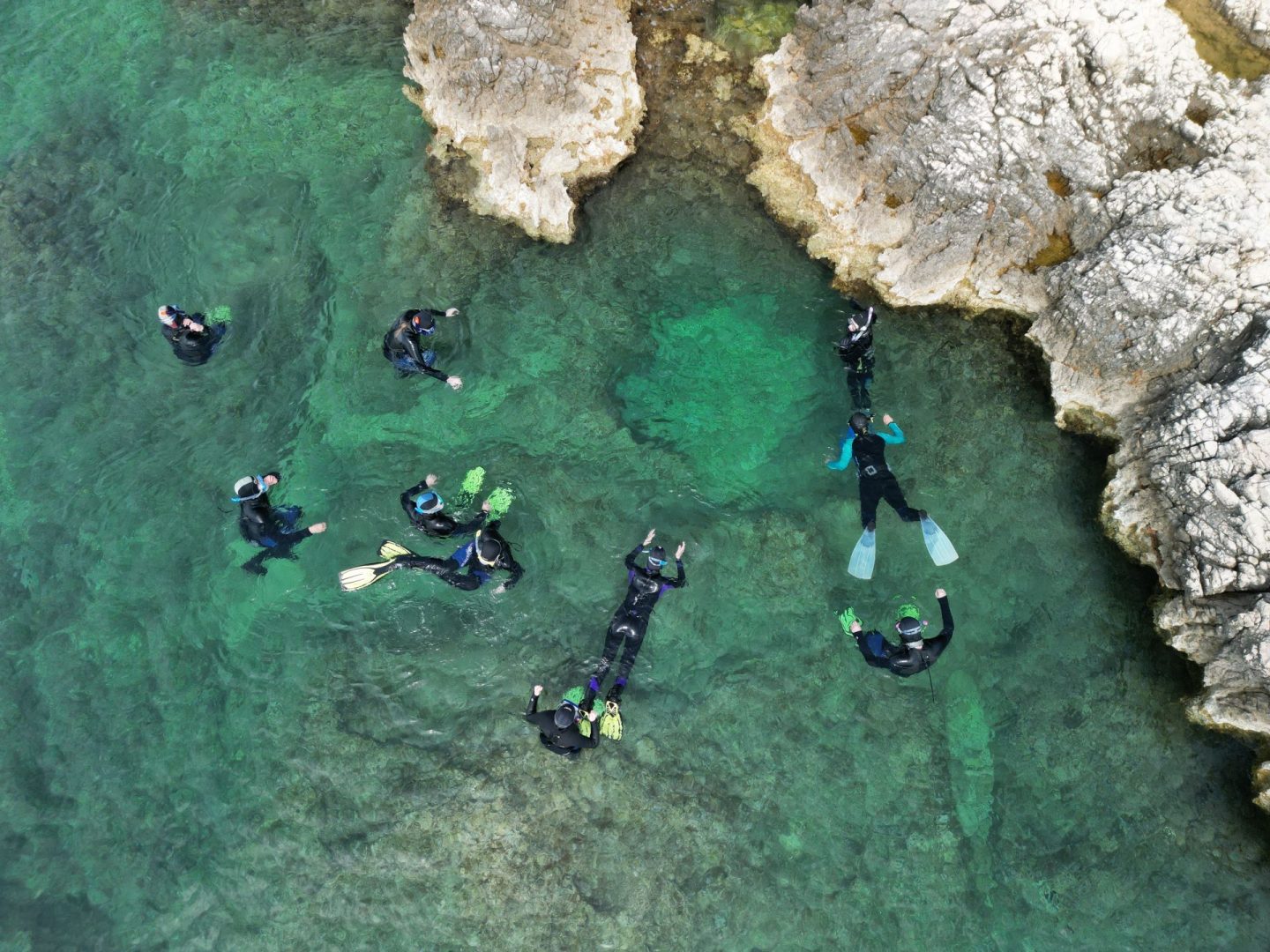 Schnorchler in der Kvarner Bucht – Luftbild.